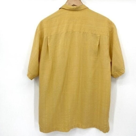 Tommy Bahama Yellow Tropical Silk Short Sleeve Button Down Vacation Large Shirt - Picture 4 of 8